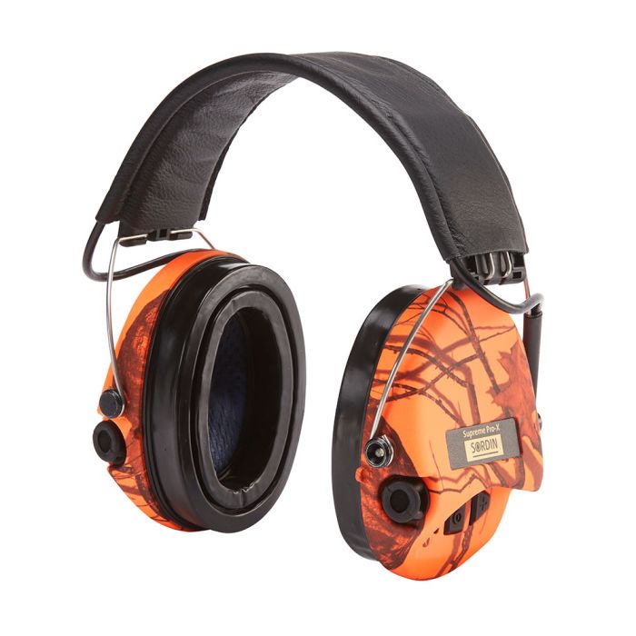 Sordin Supreme Pro-X LED - Blaze Orange Cups, Leather Headband & Gel Earseals