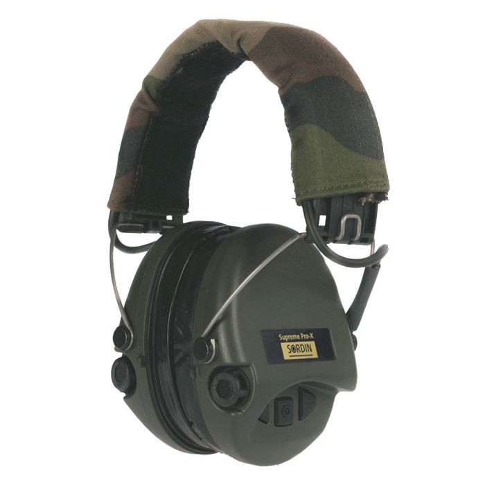 Sordin Supreme Pro-X - OD Green Cups, Camo Headband, with Gel Earseals 